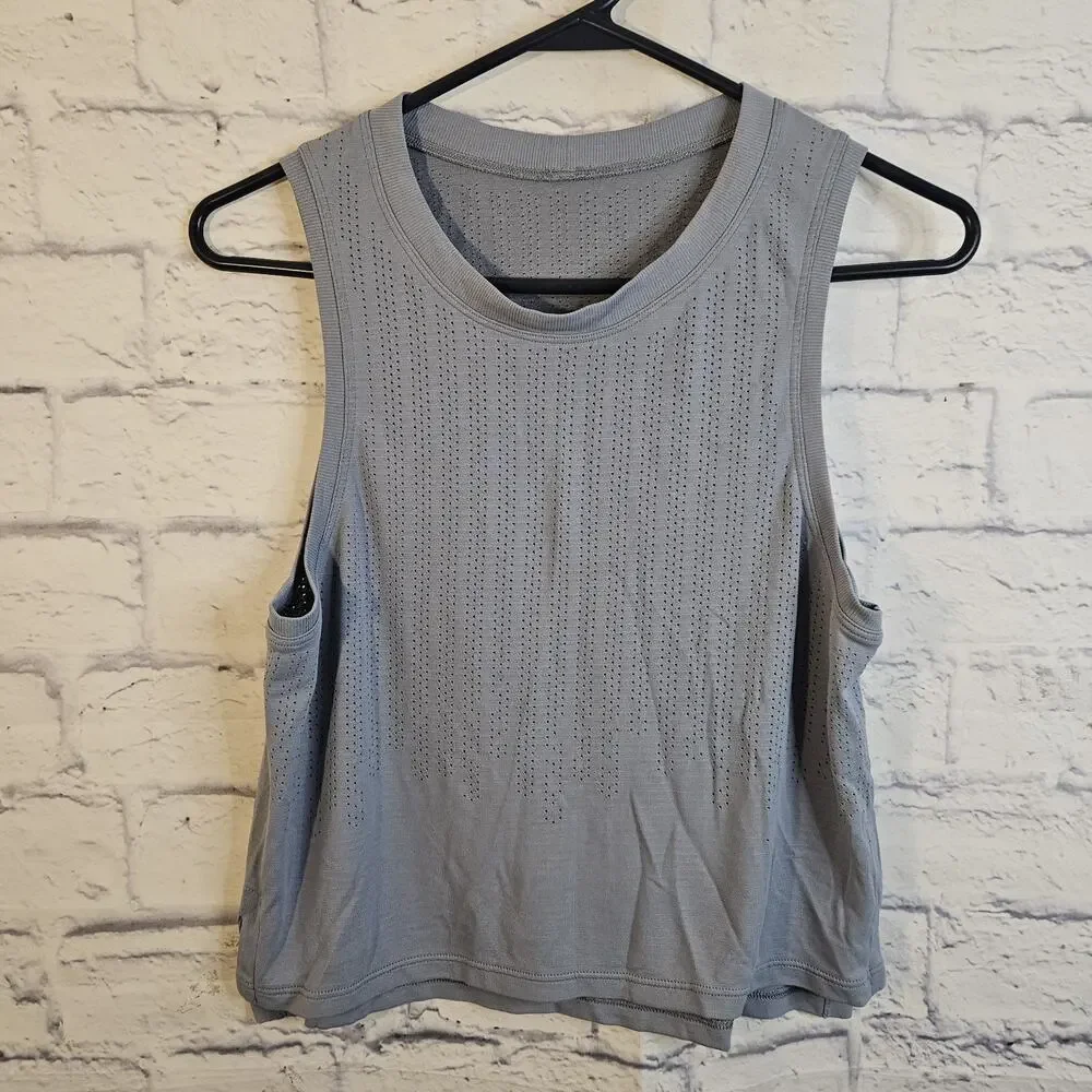 Lululemon Women Blue Train to Be Tank Perforated Sleeveless Top 4